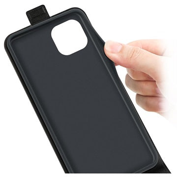 iPhone 14 Vertikal Flip Cover med Kortholder - Sort