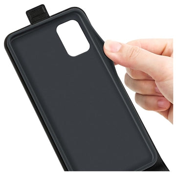 Nokia C32 Vertikal Flip Taske med Kortholder - Sort