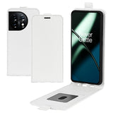 OnePlus 11 Vertikal Flip Taske med Kortholder - Hvid