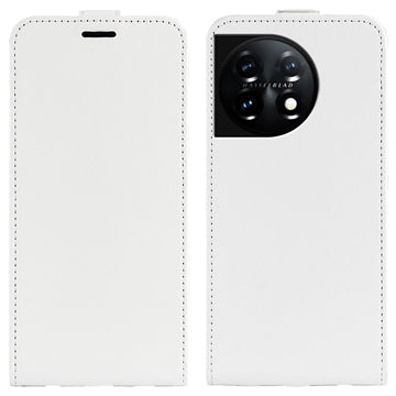 OnePlus 11 Vertikal Flip Taske med Kortholder - Hvid