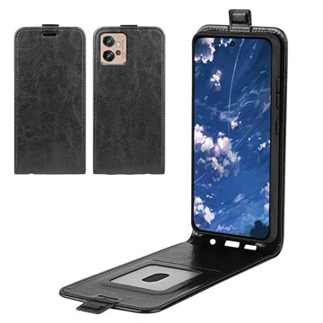 Motorola Moto G32 Vertikal Flip Taske med Kortholder - Sort