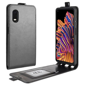 Samsung Galaxy Xcover Pro Vertikal Flip Taske med Kortholder - Sort