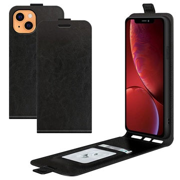 iPhone 13 Vertikal Flip Cover med Kortholder - Sort