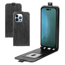 iPhone 14 Pro Max Vertikal Flip Taske med Kortholder - Sort