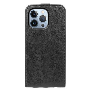 iPhone 14 Pro Max Vertikal Flip Taske med Kortholder - Sort