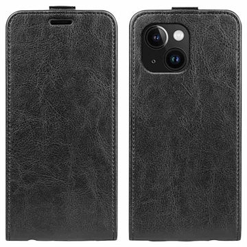 iPhone 15 Vertikal Flip Taske med Kortholder - Sort