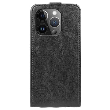 iPhone 15 Pro Max Vertikal Flip Taske med Kortholder - Sort