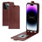 iPhone 15 Pro Max Vertikal Flip Taske med Kortholder - Brun