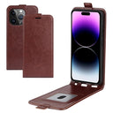iPhone 15 Pro Max Vertikal Flip Taske med Kortholder - Brun