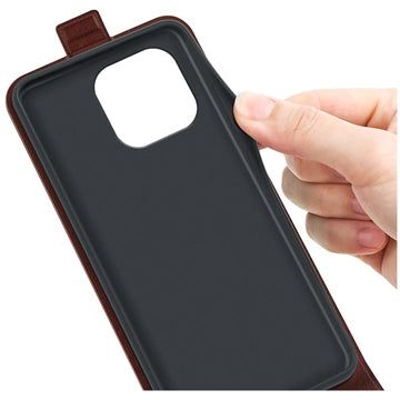 iPhone 15 Pro Max Vertikal Flip Taske med Kortholder - Brun
