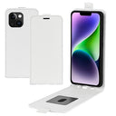 iPhone 15 Vertikal Flip Taske med Kortholder - Hvid