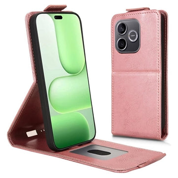 Honor 600 Lite lodret flip-etui med stativ - rosaguld