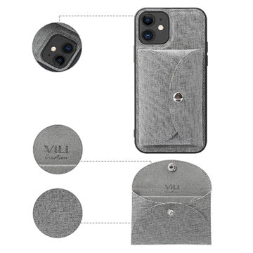Vili T iPhone 12/12 Pro Cover med Magnetisk Pung - Grå