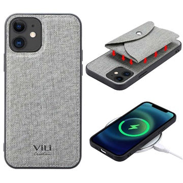 Vili T iPhone 12/12 Pro Cover med Magnetisk Pung - Grå