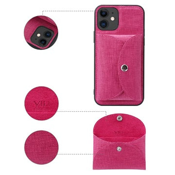 Vili T iPhone 12/12 Pro Cover med Magnetisk Pung - Hot Pink