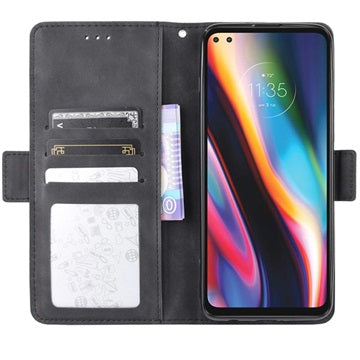 Vintage Series Motorola Moto G 5G Plus Pung med Kortholder - Sort