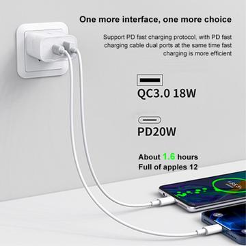 WK WP-U53 20W PD-vægoplader til hurtig opladning - hvid