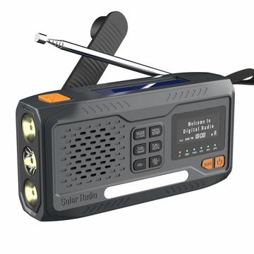 WR-6B Solar-håndsving nødradio DAB med LED-lommelygte - sort