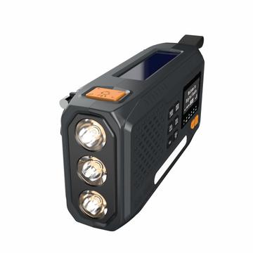 WR-6B Solar-håndsving nødradio DAB med LED-lommelygte - sort