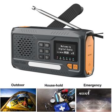 WR-6B Solar-håndsving nødradio DAB med LED-lommelygte - sort