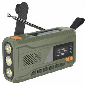 Bærbar Solar Håndsving Nødradio m. LED Lommelygte, Powerbank WR-6D - DAB/FM, 4500mAh