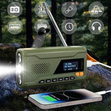 Bærbar Solar Håndsving Nødradio m. LED Lommelygte, Powerbank WR-6D - DAB/FM, 4500mAh