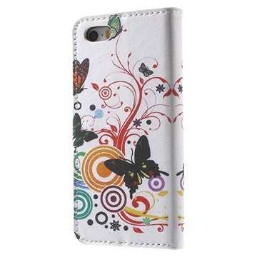 iPhone 5 / 5S / SE Pung Taske - Sommerfugle / Cirkler