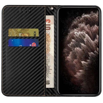 iPhone 14 Pro Pung Cover - Karbonfiber - Sort