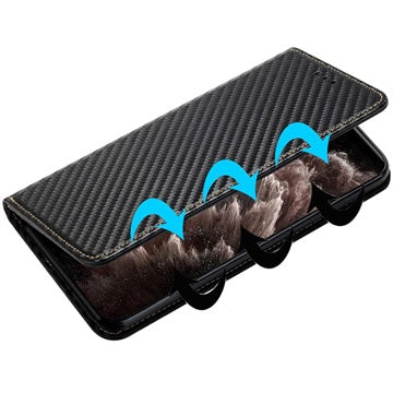 iPhone 14 Pro Pung Cover - Karbonfiber - Sort