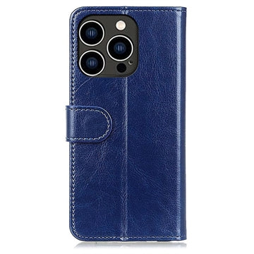 iPhone 15 Pro Pung Taske med Magnetisk Lukning - Blå