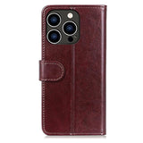 iPhone 15 Pro Pung Taske med Magnetisk Lukning - Brun