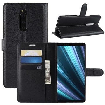 Sony Xperia 1 Pung Taske med Stativ - Sort