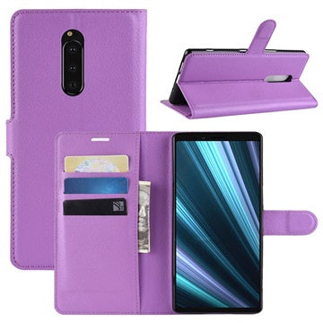 Sony Xperia 1 Pung Taske med Stativ - Lilla