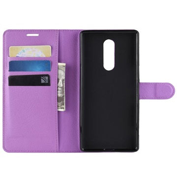 Sony Xperia 1 Pung Taske med Stativ - Lilla
