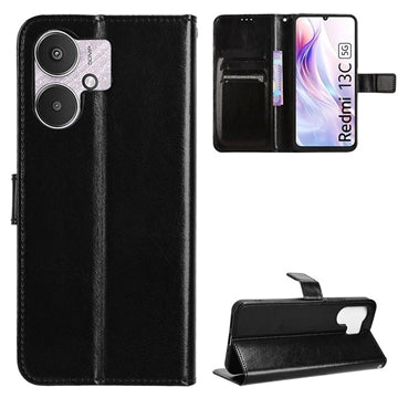 Xiaomi Redmi 13C 5G/Poco M6 Pung Cover med Magnetisk Lukning - Sort