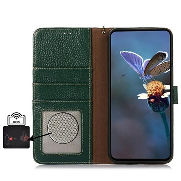 Google Pixel 10a Pung læder cover med RFID - grøn