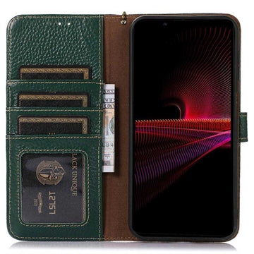 Sony Xperia 1 V Læderpung med RFID - Grøn