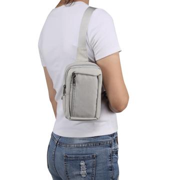 Vandafvisende bryst- og skuldertaske i nylon - passer til 6.5"- 7.2" telefoner - Beige