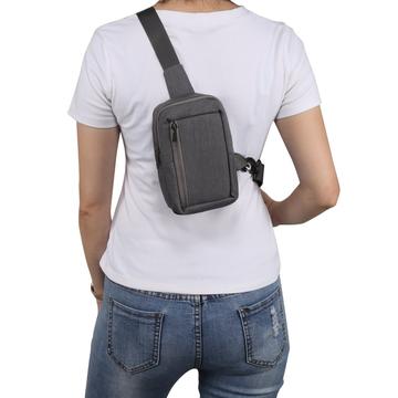 Vandafvisende bryst- og skuldertaske i nylon - passer til 6.5"- 7.2"-telefoner - mørkegrå