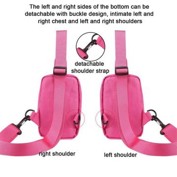 Vandafvisende bryst- og skuldertaske i nylon - passer til 6,5"- 7,2"-telefoner - pink