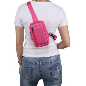Vandafvisende bryst- og skuldertaske i nylon - passer til 6,5"- 7,2"-telefoner - pink