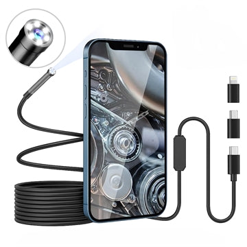 Vandtæt 8 mm endoskopkamera til iPhone, iPad, smartphones, tablet - 3 m