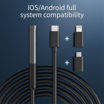 Vandtæt 8 mm endoskopkamera til iPhone, iPad, smartphones, tablet - 3 m