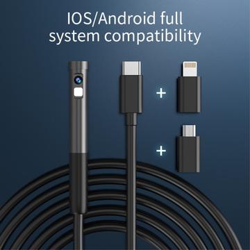 Vandtæt 8 mm endoskopkamera til iPhone, iPad, smartphones, tablet - 1m