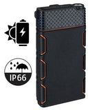 Vandtæt Solcellelader med Dobbelt USB - 10000mAh - Orange / Sort