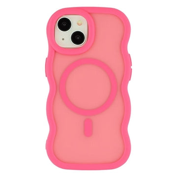 iPhone 14 Bølgekant magnetisk hybrid cover - hot pink