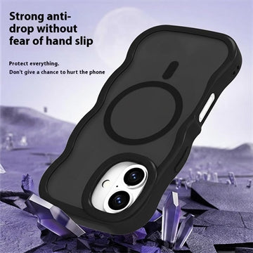 iPhone 16 Bølgekant magnetisk hybrid cover - sort