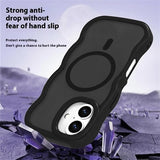 iPhone 16 Bølgekant magnetisk hybrid cover - sort