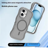 iPhone 16 Bølgekant magnetisk hybrid cover - Grå