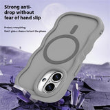 iPhone 16 Bølgekant magnetisk hybrid cover - Grå